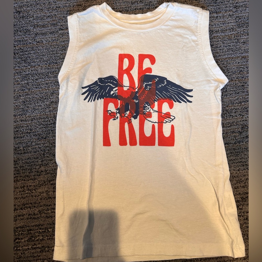 Tiny whales “be free” boys cut off shirt (size 6)